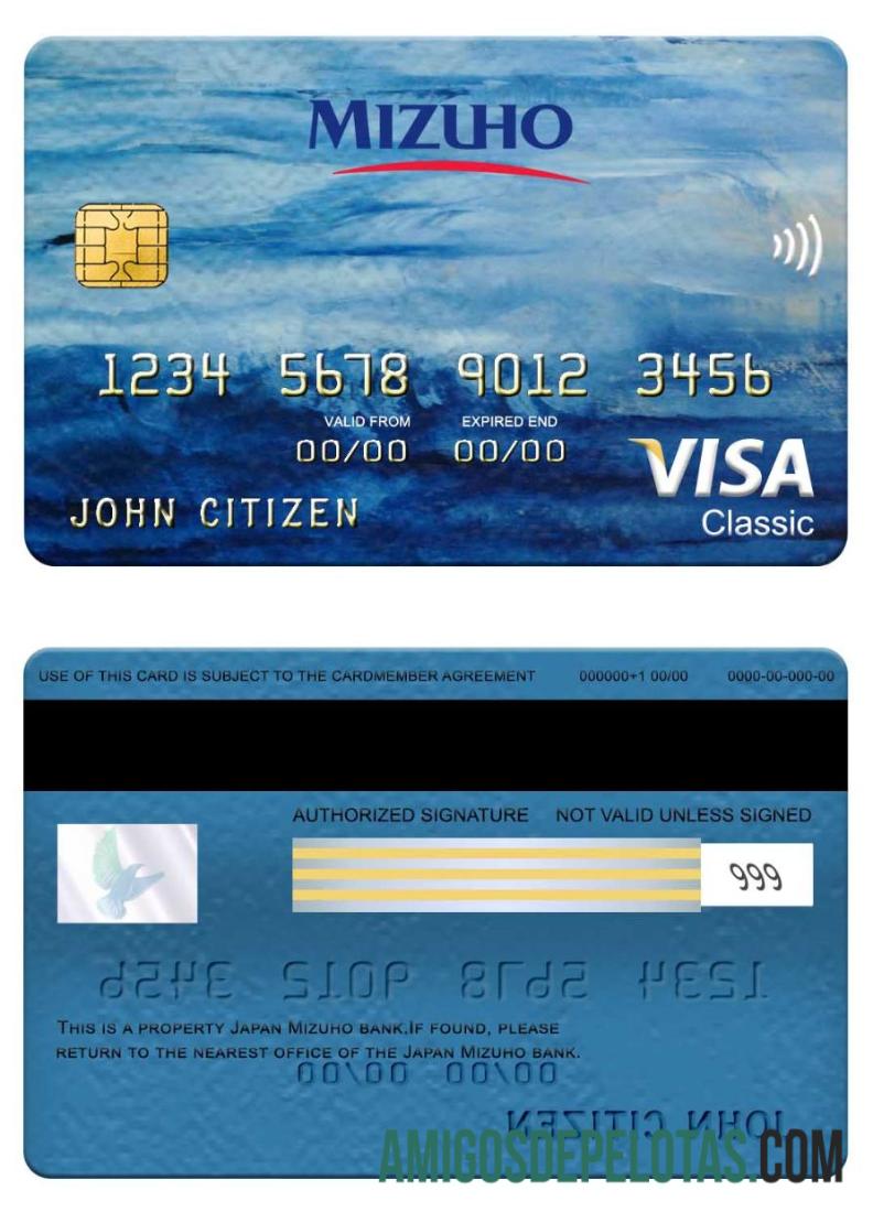 Japan Mizuho Bank Visa Classic Card real example